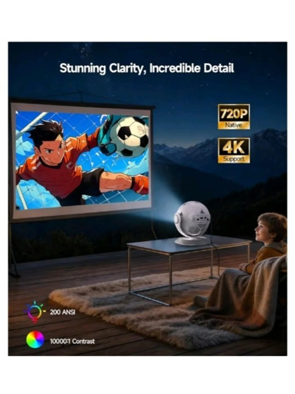 2026 Football-Themed Mini Projector Portable Projector with WiFi and Bluetooth